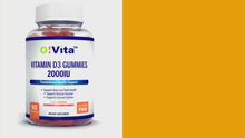 Load and play video in Gallery viewer, O!VITA Vitamin D3 Gummies 2000IU 90 Vegan Gummies (Three Flavors)
