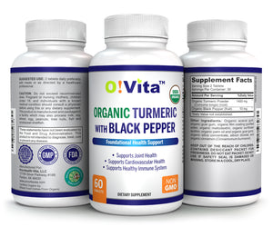 O!VITA Organic Turmeric with Black Pepper 60 Vegan Tablets
