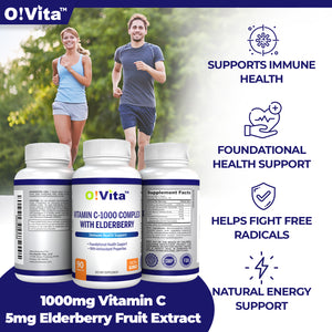 O!VITA Vitamin C-1000 Complex with Elderberry (Sambucus Nigra), 90 Vegan Tablets