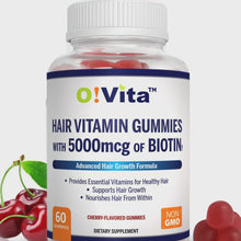 Load and play video in Gallery viewer, O!VITA Hair Vitamin Gummies with 5000mcg of Biotin, 60 Gummies
