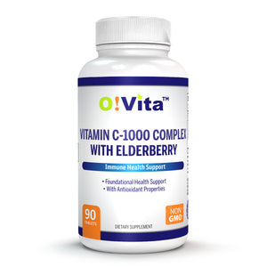 O!VITA Vitamin C-1000 Complex with Elderberry (Sambucus Nigra), 90 Vegan Tablets