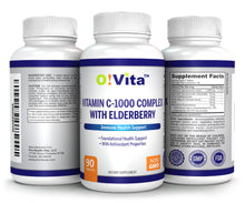 Load image into Gallery viewer, O!VITA Vitamin C-1000 Complex with Elderberry (Sambucus Nigra), 90 Vegan Tablets
