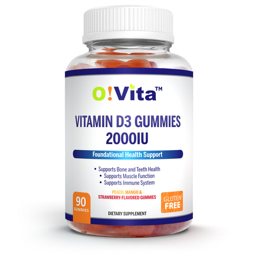 O!VITA Vitamin D3 Gummies 2000IU 90 Vegan Gummies (Three Flavors)