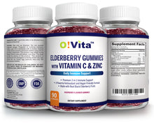 Load image into Gallery viewer, O!VITA Black Elderberry Gummies with Vitamin C and Zinc, 90 Gummies
