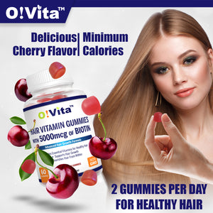 O!VITA Hair Vitamin Gummies with 5000mcg of Biotin, 60 Gummies