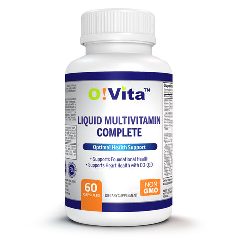 O!VITA Liquid Multivitamin Complete, with 42 Fruits and Vegetable Proprietary Blend, 60 Vegan Liquid Filled Capsules