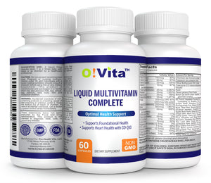 O!VITA Liquid Multivitamin Complete, with 42 Fruits and Vegetable Proprietary Blend, 60 Vegan Liquid Filled Capsules