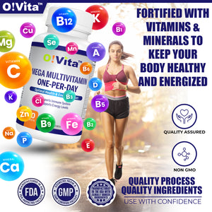 O!VITA Mega Multivitamin One-per-Day, Full Spectrum of Vitamins and Minerals 30 Tablets