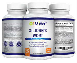 O!VITA St. John's Wort 500mg, Herbal Formulation, 100 Vegan, Non-GMO Tablets