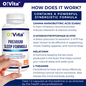O!VITA Premium Sleep Formula with 5-HTP, 60 Capsules