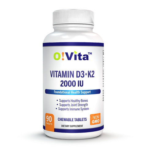 O!VITA Vitamin D3 + K2 2000IU  90 Vegan Chewable Tablets