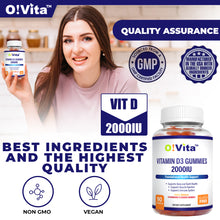 Load image into Gallery viewer, O!VITA Vitamin D3 Gummies 2000IU 90 Vegan Gummies (Three Flavors)
