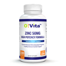 Load image into Gallery viewer, O!VITA Zinc 50mg High Potency Formula, 100 vegan tablets
