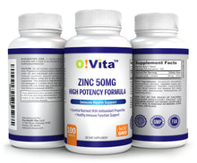 Load image into Gallery viewer, O!VITA Zinc 50mg High Potency Formula, 100 vegan tablets
