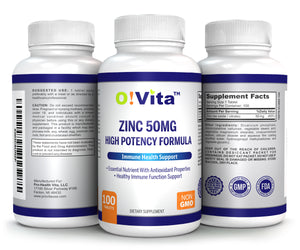 O!VITA Zinc 50mg High Potency Formula, 100 vegan tablets