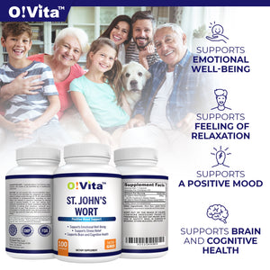 O!VITA St. John's Wort 500mg Herbal Complex, 100 Capsules